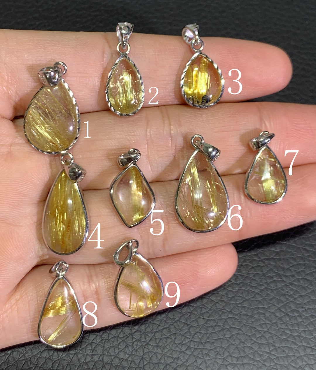 AAA Natural Rutilated Quartz Silver Pendant,rutilated Quartz Etsy