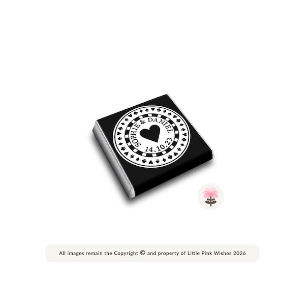Personalised Casino POKERCHIP STYLE Vegas Mini Milk CHOCOLATES | Wedding | Celebration | Party | Favours | Neapolitan | Squares
