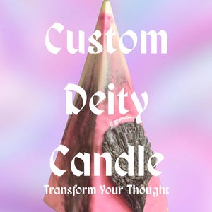 Vela de cristal personalizada com divindade e 1 leitura de cartas - cera de soja, vazada à mão
