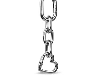 Heart Carabiner Keychain, Nickel-Plated Lacquered Metal