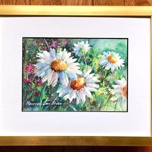 Original DAISY FLORAL , Daisy WATERCOLOR, Painting, Floral Wall Art, Daisies, Impressionistic,  Loose Style Botanical