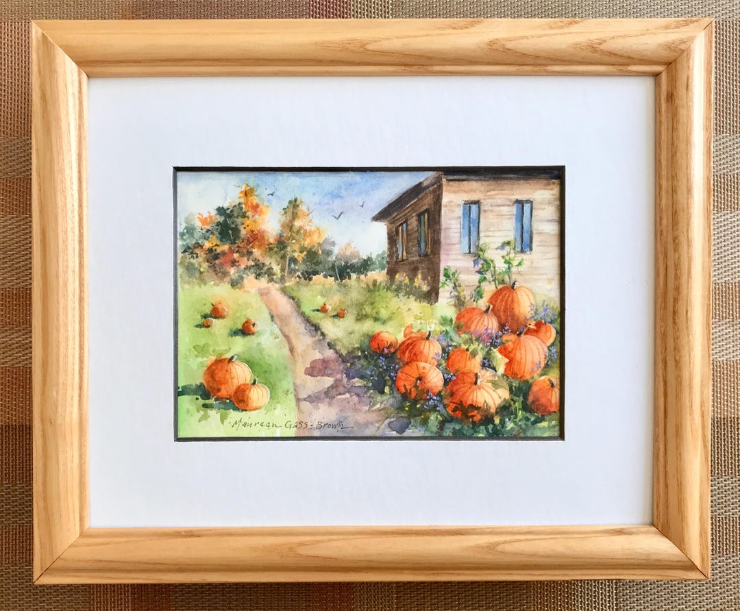 PUMPKIN WATERCOLOR Painting, Autumn Wall Decor, Original