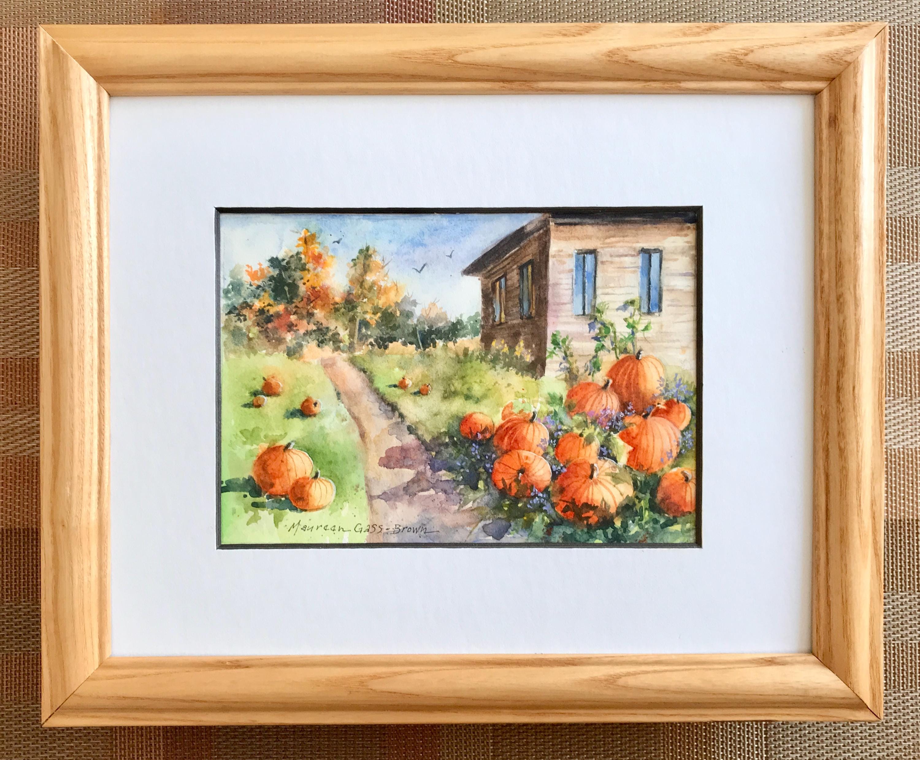 PUMPKIN WATERCOLOR Painting, Autumn Wall Decor, Original