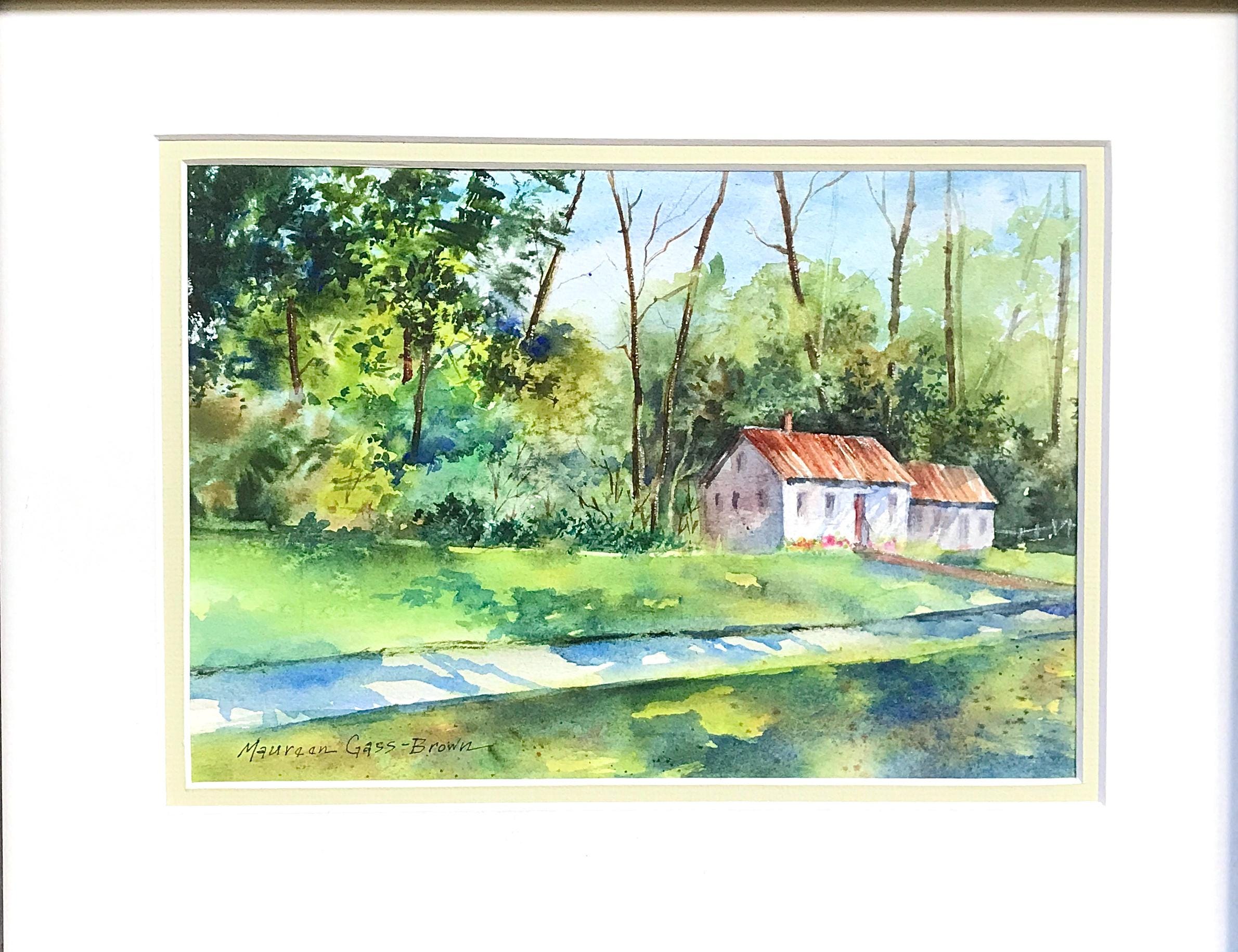 Country Scene WATERCOLOR PAINTING, LANDSCAPE Wall Art, Father’s Day ...