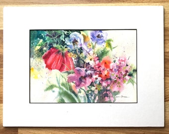 Original Floral WATERCOLOR Painting, Floral Wall Art, Watercolor Flowers, Impressionism