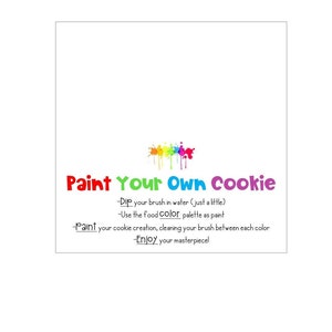 Paint Your Own Cookie 4x4&#39;&#39; Fold Over Bag Topper | Printable | Instant Download