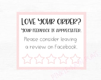 Facebook Review Card | Customer Feedback Card | Printable | Instant Download