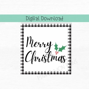 Vrolijke Kerstmis Taslabel | Cookietag | Afdrukbaar | Directe download