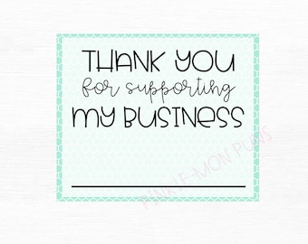 Thank You for Supporting my Business | Colorful Customer Name Cards | Printable | Instant Download