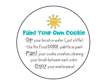 SUN Paint Your Own Cookie 2x2’’ CIRCLE and SQUARE tags | Printable | Instant Download