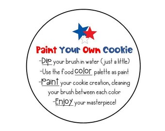 STARS Paint Your Own Cookie 2x2’’ CIRCLE and SQUARE tags | Printable | Instant Download