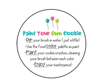 BIRTHDAY Paint Your Own Cookie 2x2’’ CIRCLE and SQUARE tags | Printable | Instant Download