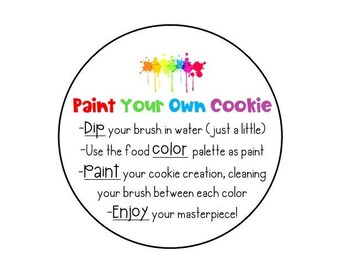 Paint Your Own Cookie 2x2’’ CIRCLE and SQUARE tags | Printable | Instant Download