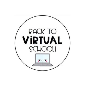 Back to Virtual School 2x2 CIRCLE and SQUARE tags Printable Instant Download image 1