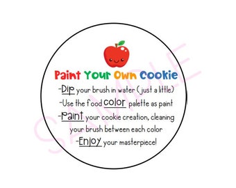 SCHOOL Paint Your Own Cookie 2x2’’ CIRCLE and SQUARE tags | Printable | Instant Download