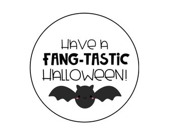 Fang-Tastic Halloween 2x2’’ CIRCLE and SQUARE tags | Printable | Instant Download