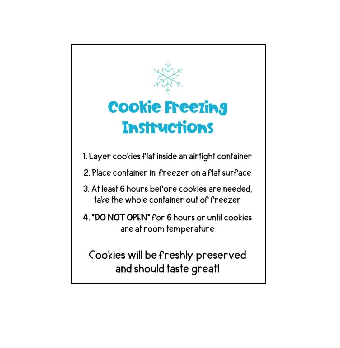 Freezing Cookies Card 3.75x3.125'' | Printable | Instant Download