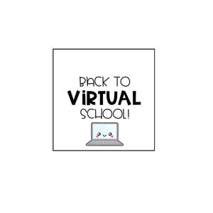 Back to Virtual School 2x2 CIRCLE and SQUARE tags Printable Instant Download image 2