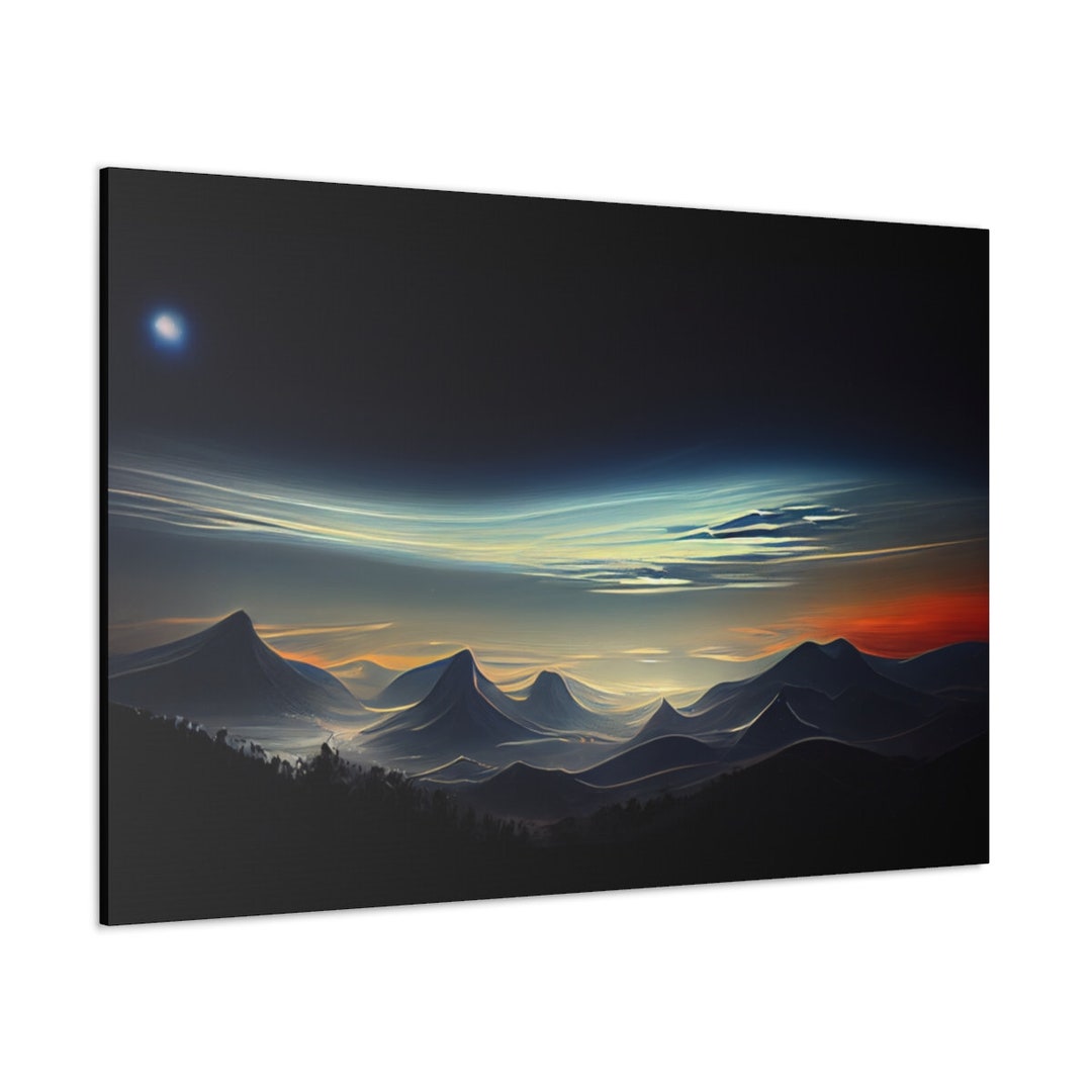 Smoky Mountain Canvas Canvas Print, Magical Mountain, Fantasy Landscape