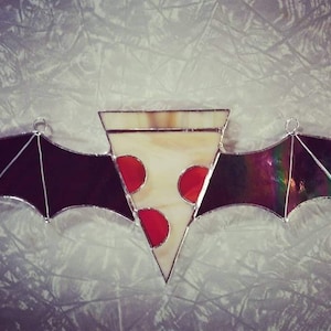 Buntglas Pizza-Fledermaus Suncatcher