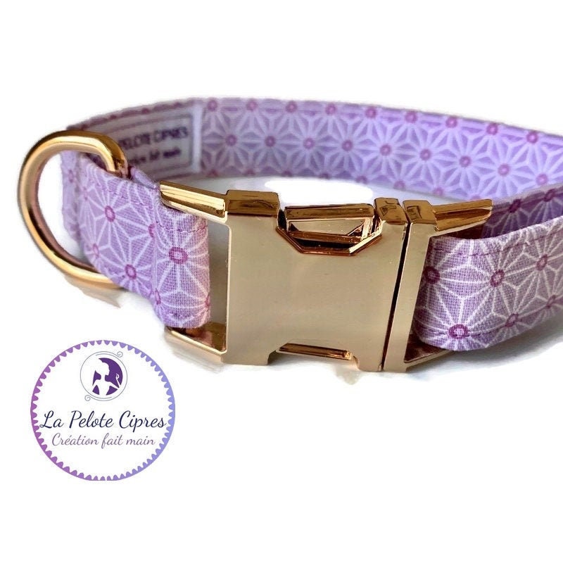 Collier Chien Violet Géométrique - Réglable -Faint Main Cat Dog Animaux de Compagnie