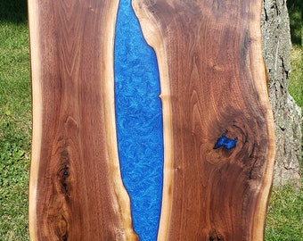 Beautiful black walnut river charcuterie board epoxy