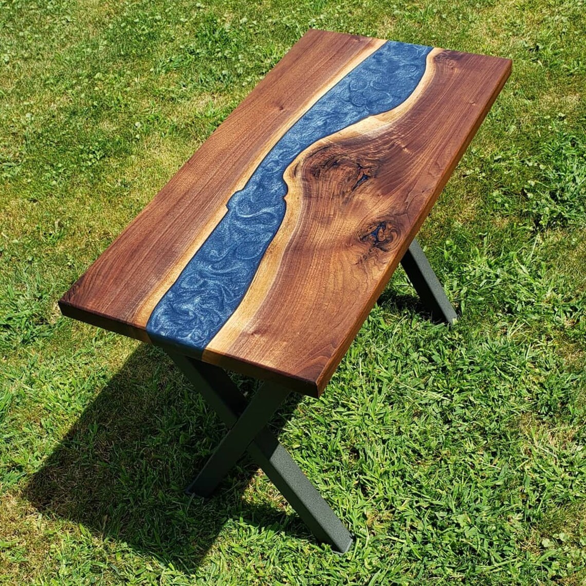 Beautiful live edge black walnut river coffee table and end Etsy