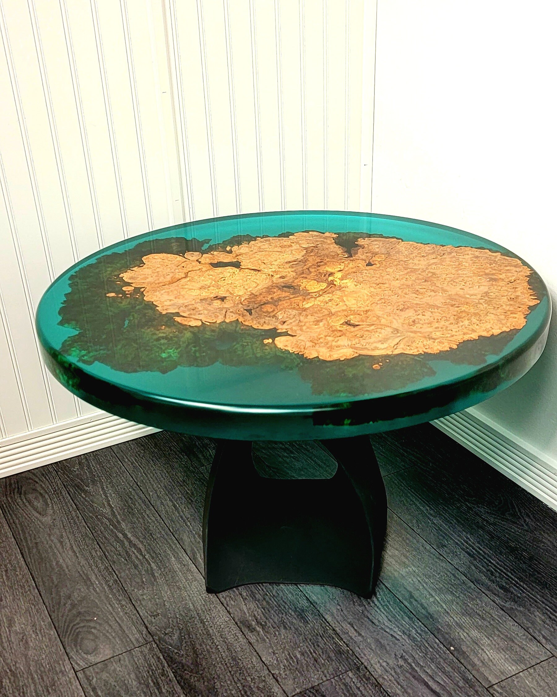 Round Epoxy Coffee Table, Maple Burl Resin Table, River Table Etsy