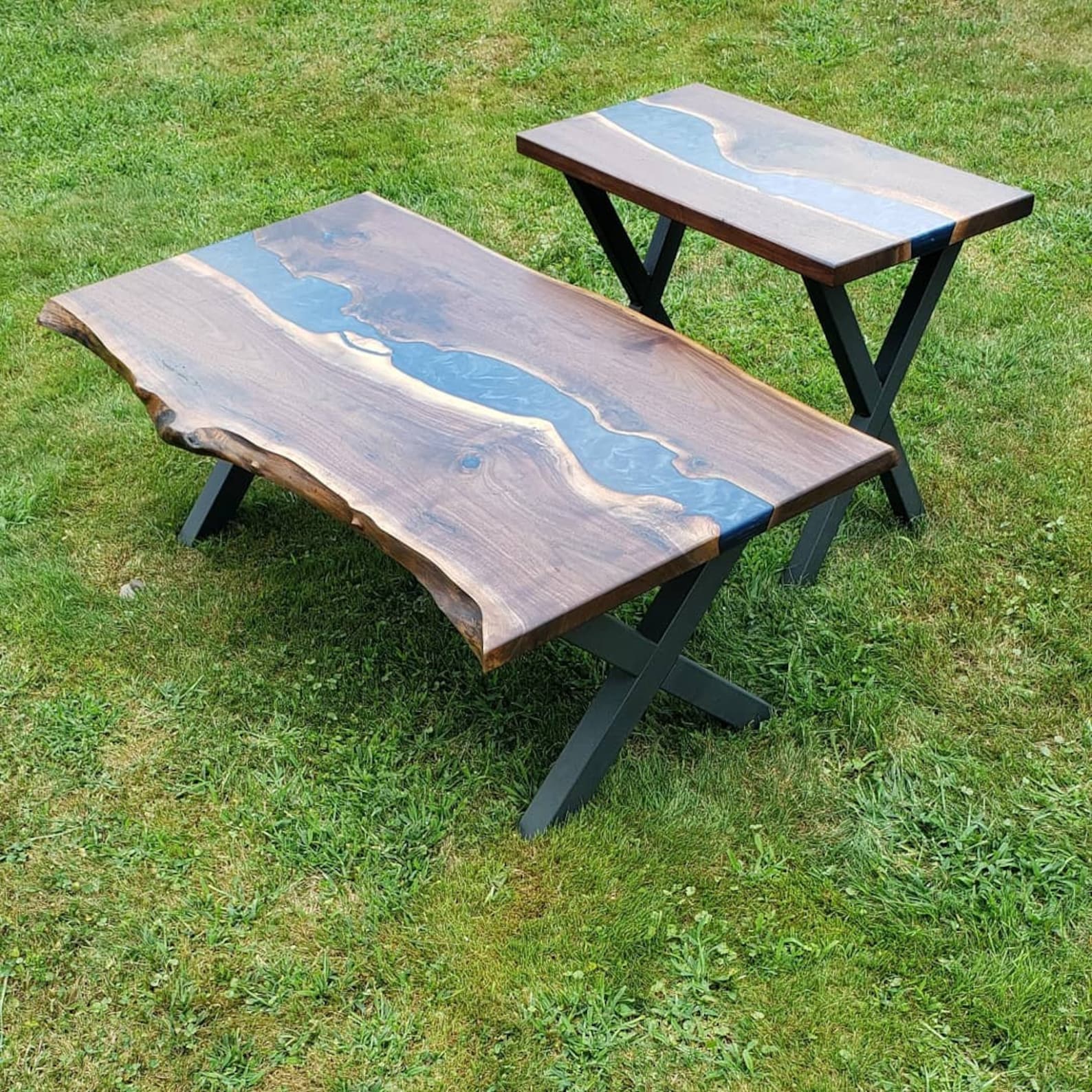 Beautiful live edge black walnut river coffee table and end Etsy
