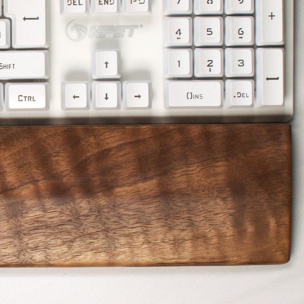 Curly walnut keyboard wrist rest, wrist rest wood, walnut wrist rest, wood wrist rest