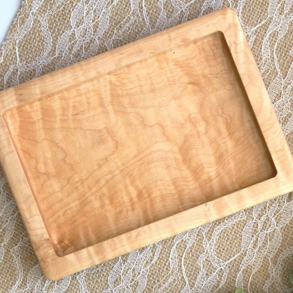 Wooden Valet Tray, Curly Maple Catch All Tray, Wooden Tray, Desk Organizer, Husband Gift, Boyfriend Gift, EDC Tray