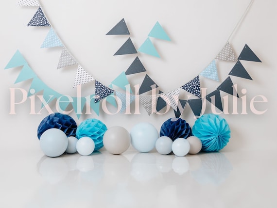 Blue Digital Background Cake Smash Digital Backdrop Birthday - Etsy