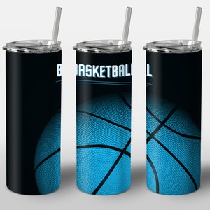 Blue Basketball Design for Tumbler, STRAIGHT 20oz Skinny Tumbler Wrap Sublimation
