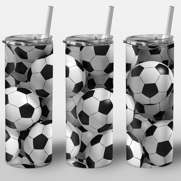 Soccer Balls Design for Tumbler, STRAIGHT 20oz Skinny Tumbler Wrap Sublimation