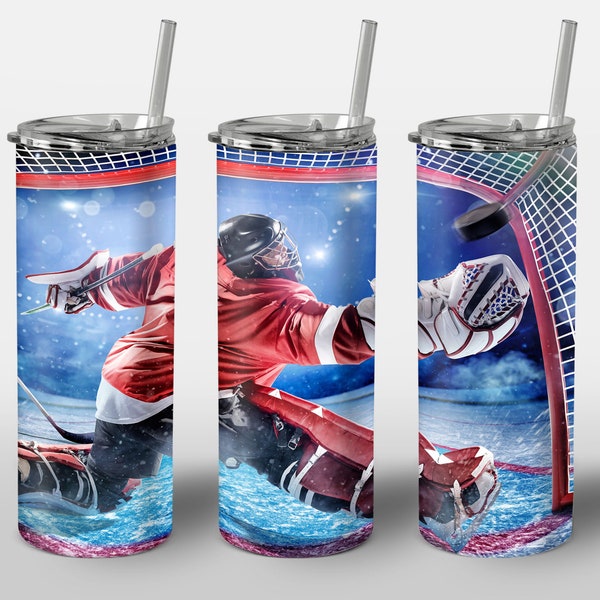 Ice Hockey Goalie Design for Tumbler, STRAIGHT 20oz Skinny Tumbler Wrap Sublimation