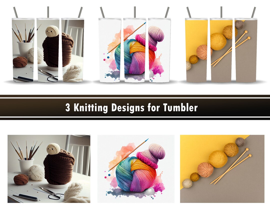 Knitting Designs for Tumbler, Alcohol Ink Art, Multicolor Watercolor ...