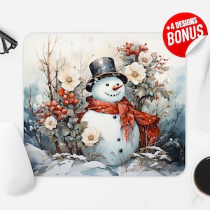 3D Snowman Mouse Pad Sublimation Design, Computer Mouse Pad PNG, Mouse Pad Template, Digital Download Digital Download