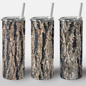 Conception d'écorce d'arbre pour gobelet, véritable écorce de bois de forêt d'arbre, sublimation droite de 20 oz pour gobelet maigre