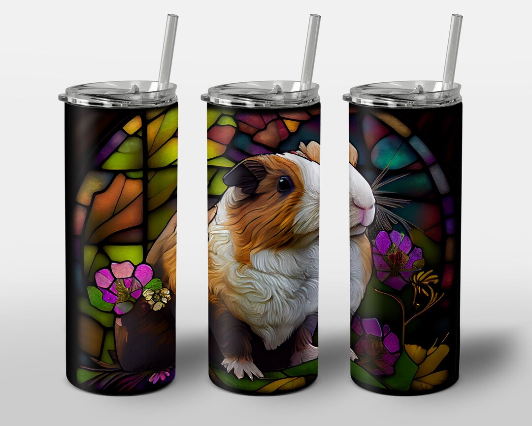 Guinea Pig Design for Tumbler, Alcohol Ink Art, Stained Glass, Colored