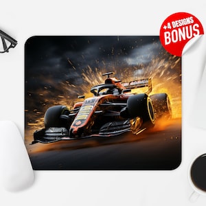Formula 1 Mouse Pad Sublimation Design, Racing Car F1 Computer Mouse Pad PNG Image, Printable Square Mouse Pad Template Digital Download