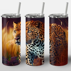Leopard Design for Tumbler, Alcohol Ink Art, Jaguar Wild Field Leopard, STRAIGHT 20oz Skinny Tumbler Wrap Sublimation