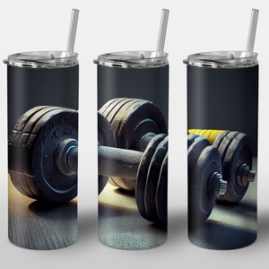 Dumbbells Design for Tumbler, Alcohol Ink Art, Fitness Dumbbells GYM, STRAIGHT 20oz Skinny Tumbler Wrap Sublimation