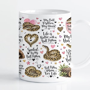 Kungspyton mamma muggomslag sublimeringsdesign PNG, söt ormälskare 11oz och 15oz Cricut muggpressmall, digital nedladdning