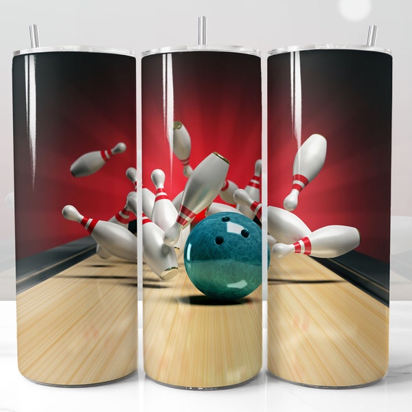 Bowling Design for Tumbler, STRAIGHT 20oz Skinny Tumbler Wrap Sublimation