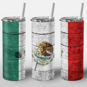 Conception de drapeau de Wooding Mexique pour gobelet, drapeau national mexicain de peinture de bois, image PNG, Sublimation d'enveloppe de gobelet maigre 20 oz DROIT