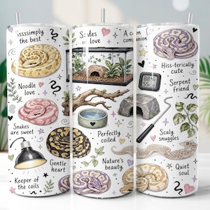 Kungspyton Tumbler Wrap PNG, söt ormälskare 20oz smal tumbler sublimeringsdesign, digital nedladdning