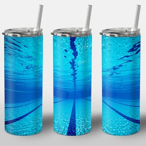 Swimming Pool Design for Tumbler, STRAIGHT 20oz Skinny Tumbler Wrap Sublimation Image