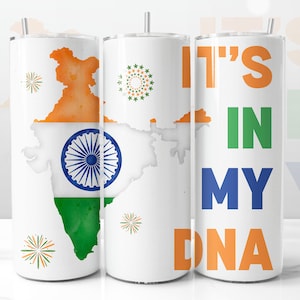 India Tumbler Wrap, It&#39;s In My DNA Design, Download PNG, STRAIGHT 20oz Skinny Tumbler Wrap Sublimation