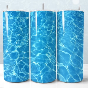 Pool Water Design for Tumbler, Blue Swimming Pool Water, STRAIGHT 20oz Skinny Tumbler Wrap Sublimation Image