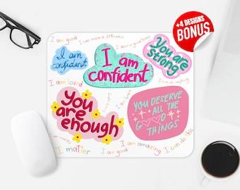 Affirmation Mouse Pad Sublimation Design, Computer Mouse Pad PNG Image, Printable Square Mouse Pad Template Digital Download